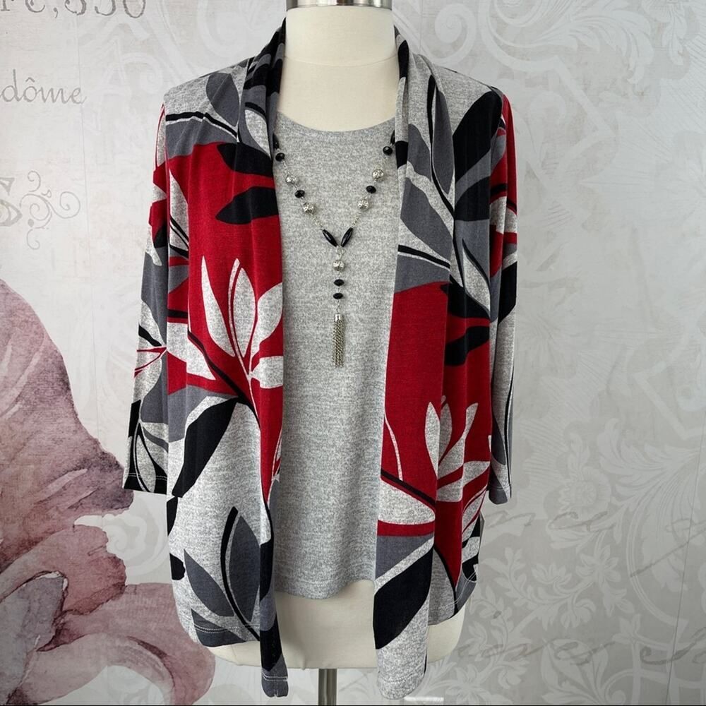 Alfred Dunner faux tank Cardigan Necklace Knightsbridge Station NWT